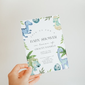 Dinosaur Baby Shower Invitation Dinosaur Baby Shower Theme, Boy Baby Shower Invite, Dinosaur Invitation, Boho Editable Printable Download image 3