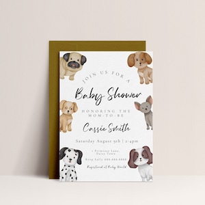 Puppy Baby Shower Invitation - Dog Theme Baby Shower Invitation, Gender Neutral Baby Shower Invitation Template, Editable Instant Download