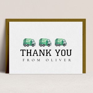Garbage Truck Party Thank You Card - Editable Garbage Truck Birthday Decorations, Garbage Truck Thank You, Transport Party, Instant Download