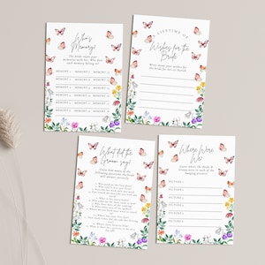 Butterfly Bridal Shower Games - Lifetime of Butterflies Bridal Shower, Butterfly Bachelorette, Wildflower Bridal Shower, Editable Download