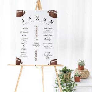 Football Party Sign Editable Football Milestone Board, Football Birthday Party Decor, Football Theme, Sports Birthday, Instant Download image 2