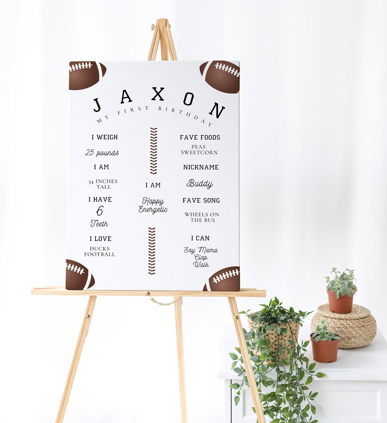 Football Party Sign Editable Football Milestone Board, Football Birthday Party Decor, Football Theme, Sports Birthday, Instant Download image 2