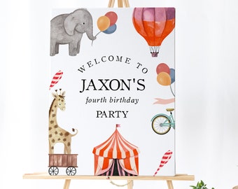 Circus Welcome Sign -Circus Birthday Sign, Circus Birthday Party, Circus Theme Party Decor, Carnival theme Decor, Editable Instant Download
