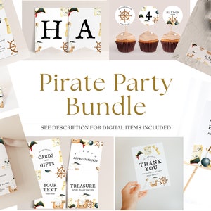 Pirate Birthday Decor Bundle - Pirate Birthday Decorations, Pirate Birthday Printables, Pirate Birthday Banner, Editable Instant Download