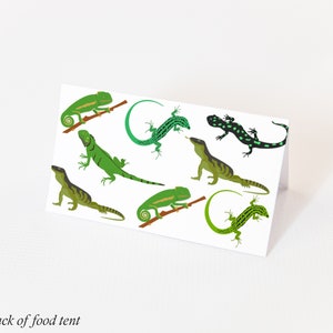 Lizard Birthday Food Tents Lizard Birthday Party Decorations, Lizard Food Labels, Lizard Party Favors, Reptile Editable Instant Download image 3