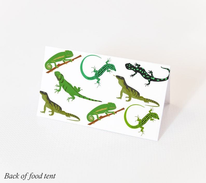 Lizard Birthday Food Tents Lizard Birthday Party Decorations, Lizard Food Labels, Lizard Party Favors, Reptile Editable Instant Download image 3