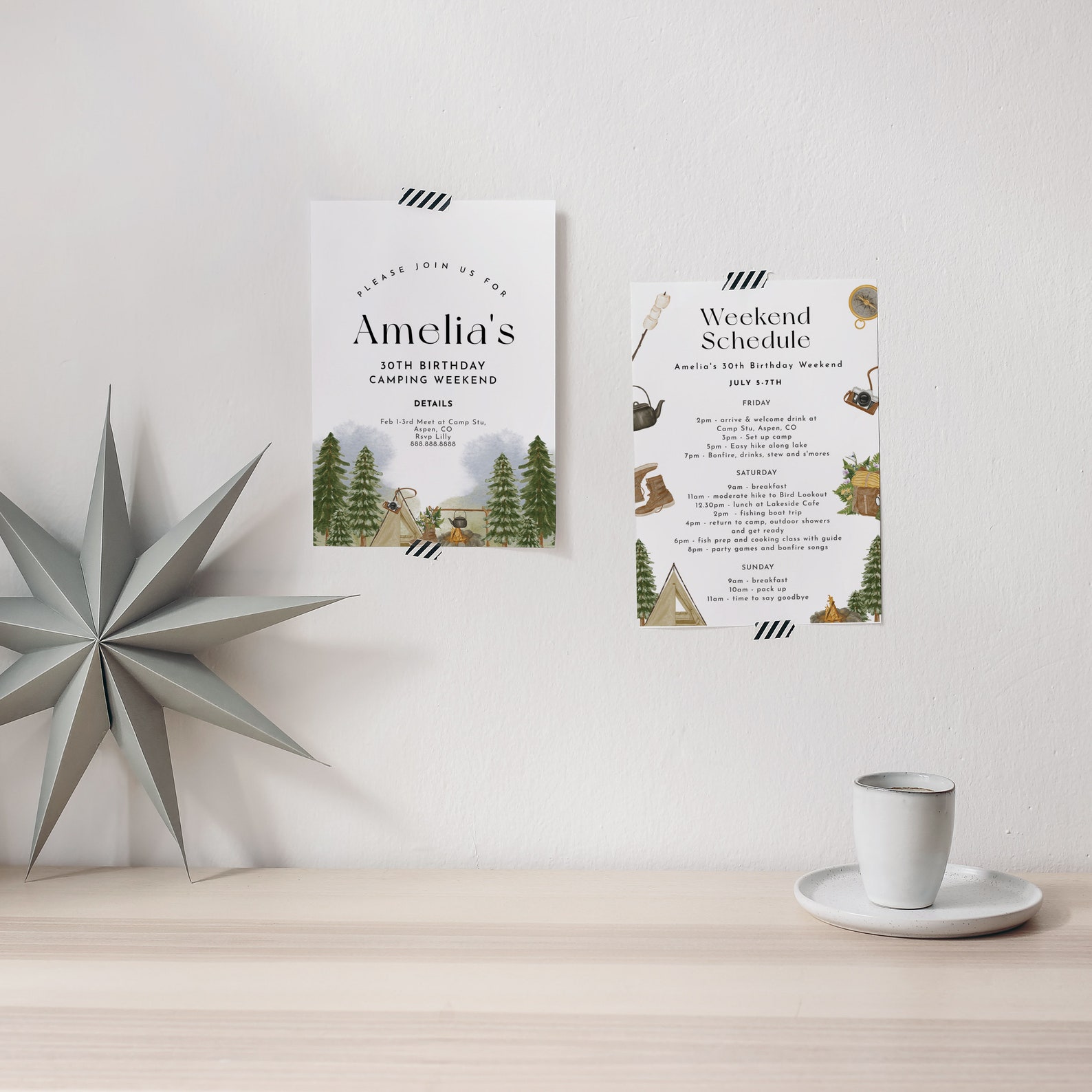 Camping Itinerary and Invite -editable Camping Birthday Party ...