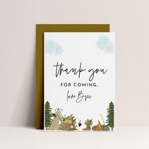 Carte de remerciement Camp Bachelorette-Décor de camp Bachelorette, thème camping douche nuptiale, thème camping Bachelorette, téléchargement immédiat modifiable