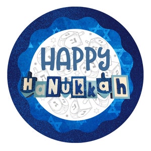 Happy Hanukkah Sign, Hanukkah Wreath, Dreidel Sign, Star of David