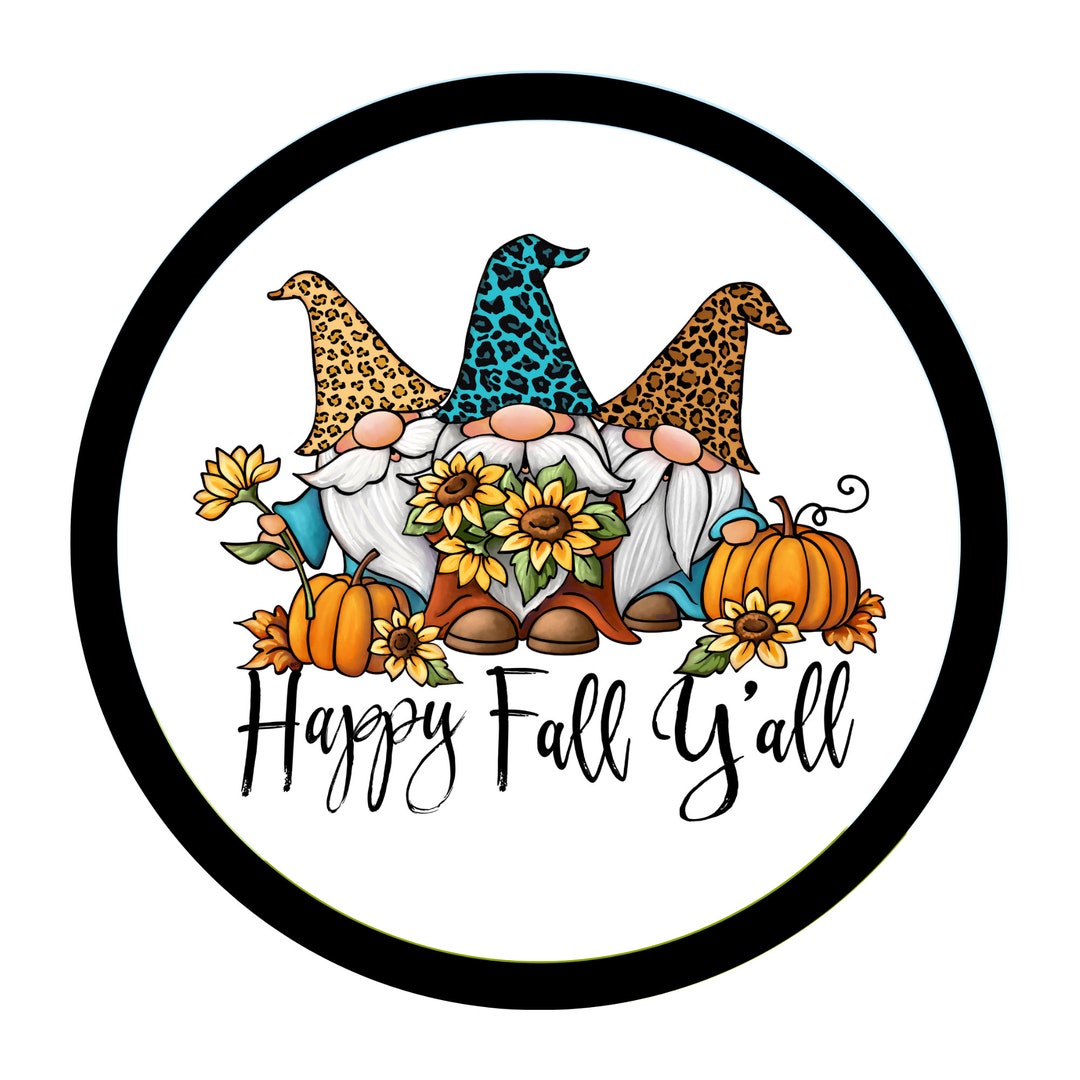 Happy Fall Ya'll Sign, Gnome Leopard Print Wall Decor, Fall Wreath ...