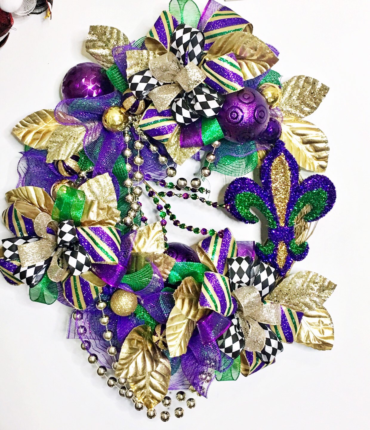 Mardi Gras Wreath Fat Tuesday Door Decoration Etsy