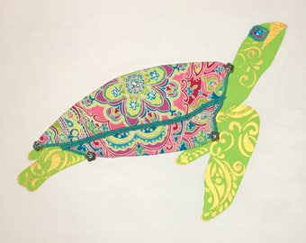 Green Sea Turtle 1 (green) - original mixed media on canvas
