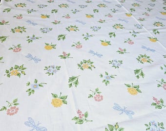 White and floral cotton piece  fabric  in mint condition
