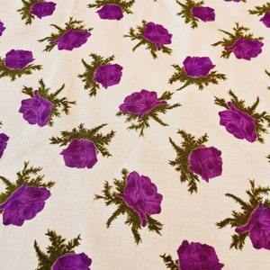 Beautiful piece dark purple rose / floral cotton fabric  in mint condition