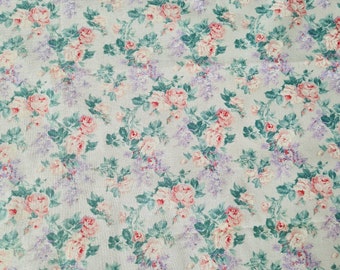 Beautiful big piece orange rose / floral cotton shiny fabric  in mint condition