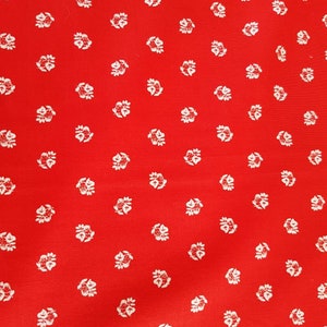 Red fabric piece vintage style beautiful floral cotton fabric