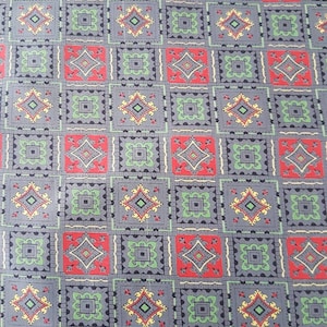 Vintage beautiful checkered printed thin cotton fabric  in mint condition never used