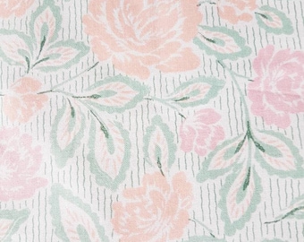 Beautiful piece orange/pink rose / floral cotton fabric  in mint condition