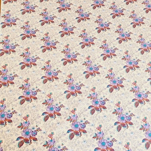 Vintage beautiful floral printed thin cotton fabric  in mint condition never used