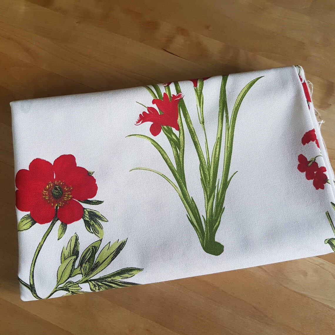 Beautiful Swedish Floral White Sturdy Cotton Fabric in Mint Etsy