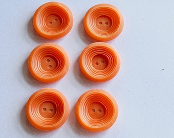 Colore arancione pesca retrò/vintage, 6 bottoni in plastica dura, ottime condizioni