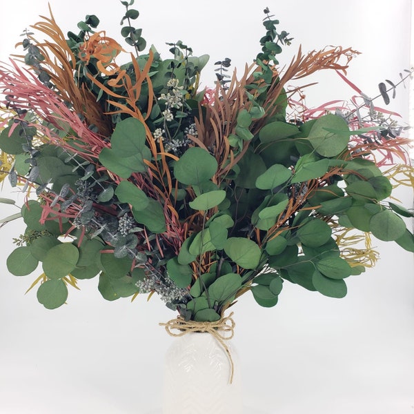 PRESERVED MIXED EUCALYPTUS (Lasts 1 year) | The Original Preserved Eucalyptus Bouquet™, Jewel Tones | event, birthday,gift,dried,plant,decor