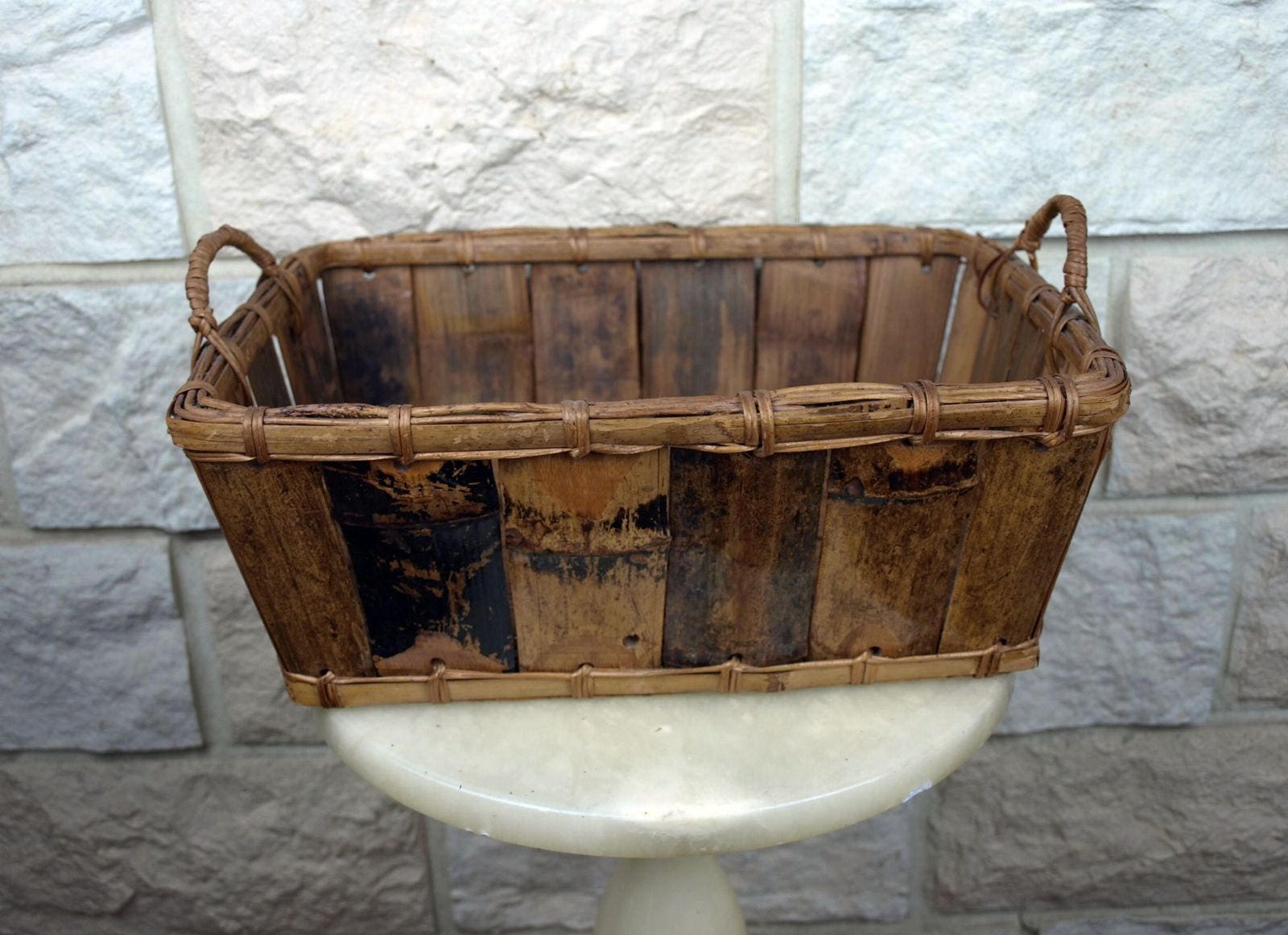 Vintage Panière Ancienne en Bambou