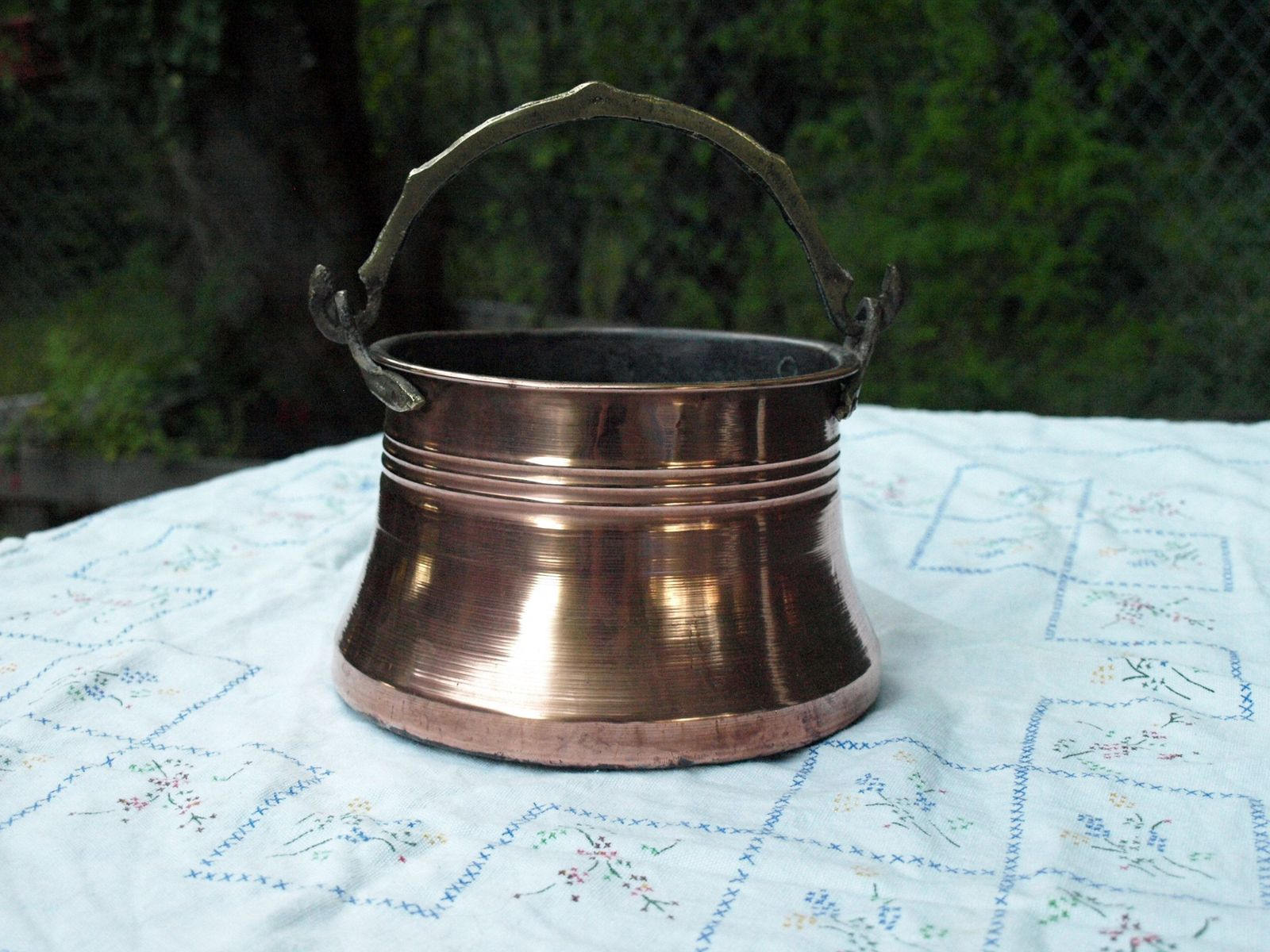 Ancien Chaudron en Cuivre Massif/Cache Pot Vintage Décoration d'intérieur Pot Vintage