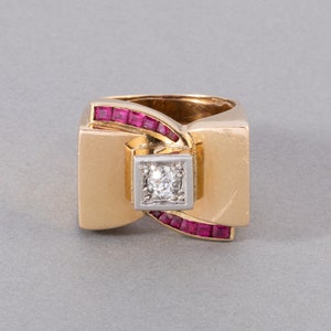 French Gold and Diamonds Tank Ring image 1