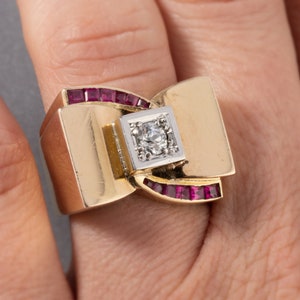 French Gold and Diamonds Tank Ring image 6