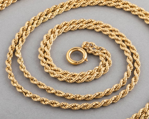 French Vintage Long Gold Necklace