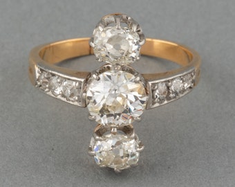 Old French Ring In Gold And 1.40 Carats Of Diamonds