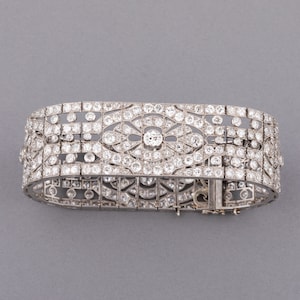 Platinum and 18 Carats Diamonds French Antique Bracelet