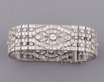 Platinum and 18 Carats Diamonds French Antique Bracelet