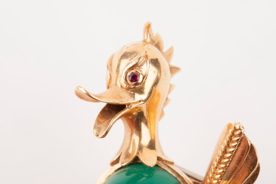 French Gold and Agate French Bird Brooch - image 4