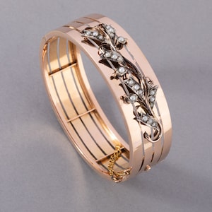 Gold Silver and Pearls Antique Bracelet