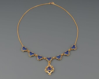 Gold and Enamel Antique Necklace