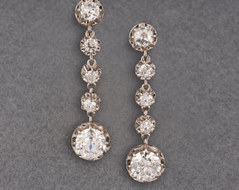 Antique French Earrings In Gold And 4.40 Carats Of Diamonds