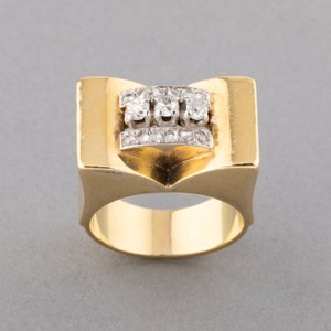 Gold and Diamonds French retro ring