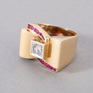 French Gold and Diamonds Tank Ring image 5