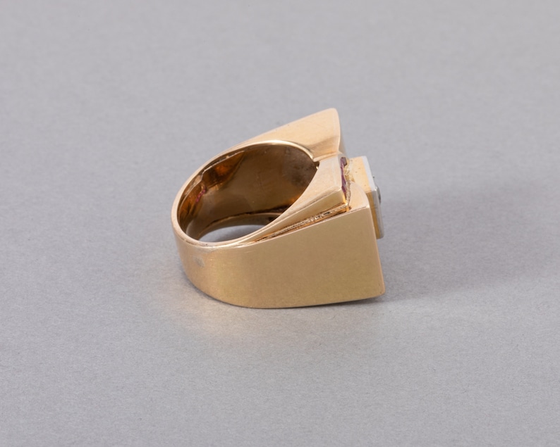 French Gold and Diamonds Tank Ring image 3