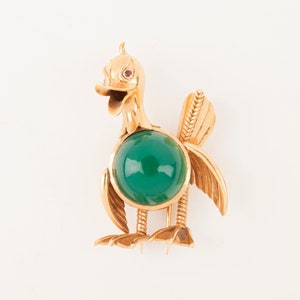 French Gold and Agate French Bird Brooch