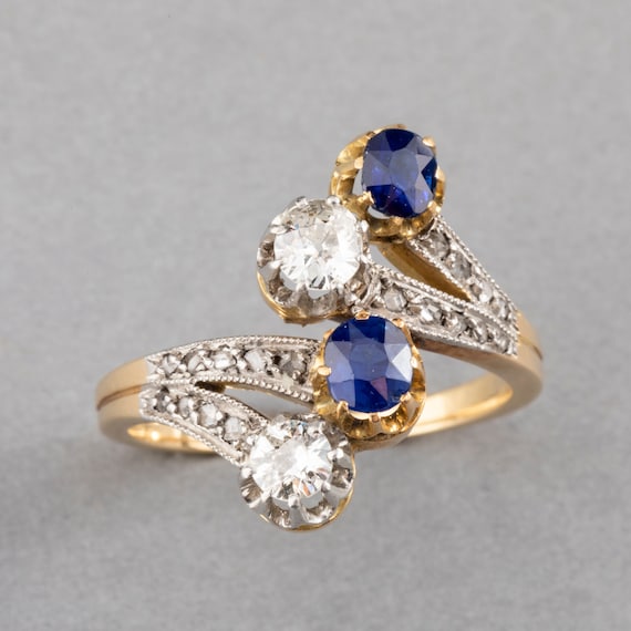 Antique Gold Sapphires and Diamonds French Belle E
