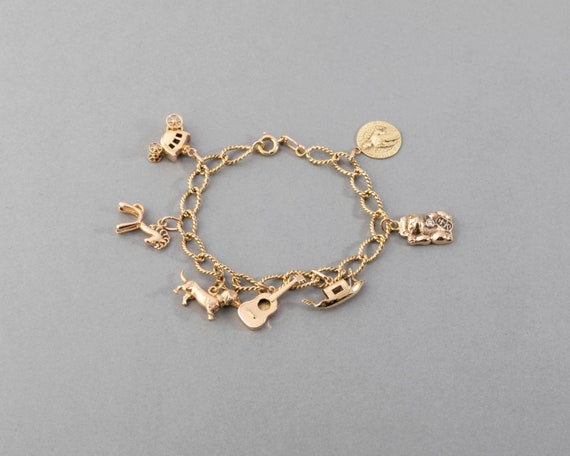 French Gold Vintage Charms Bracelet