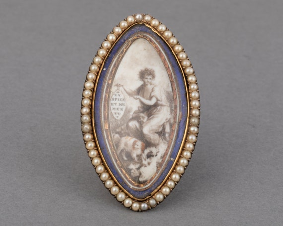 18th Century Gold Pearls and Painting French Ring