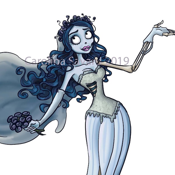 Corpse Bride Emily clipart and clear stamp