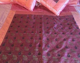 Bedding Indian Silk Brocade PatternColour Peach