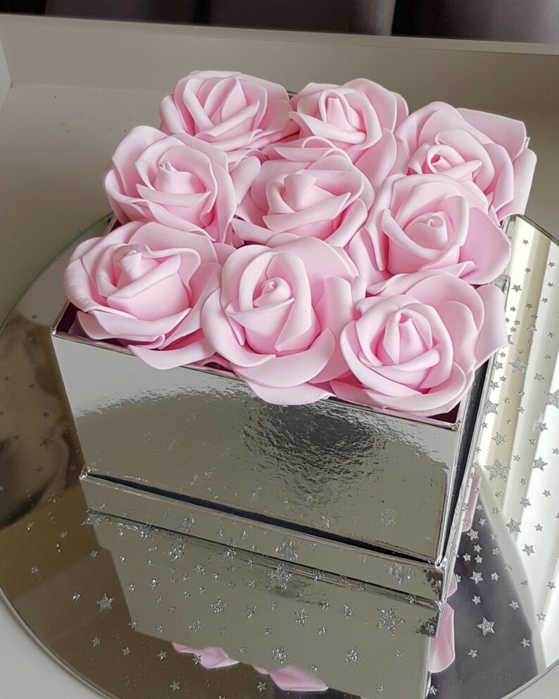 Square Rose Box Flower Box Gift For Her Rose Hat Box Etsy