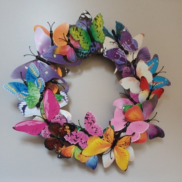 Butterfly Wreath I Multicoloured Butterfly Wreath I Spring Wreath I Front Door Wreath With Butterflies I Rainbow Wreath I Customise Your Own