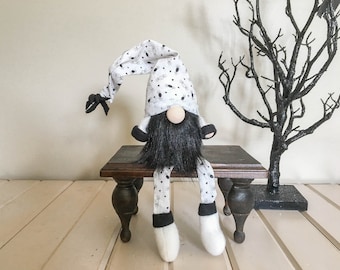 Handmade Black & White Spider Gnome FREE SHIPPING